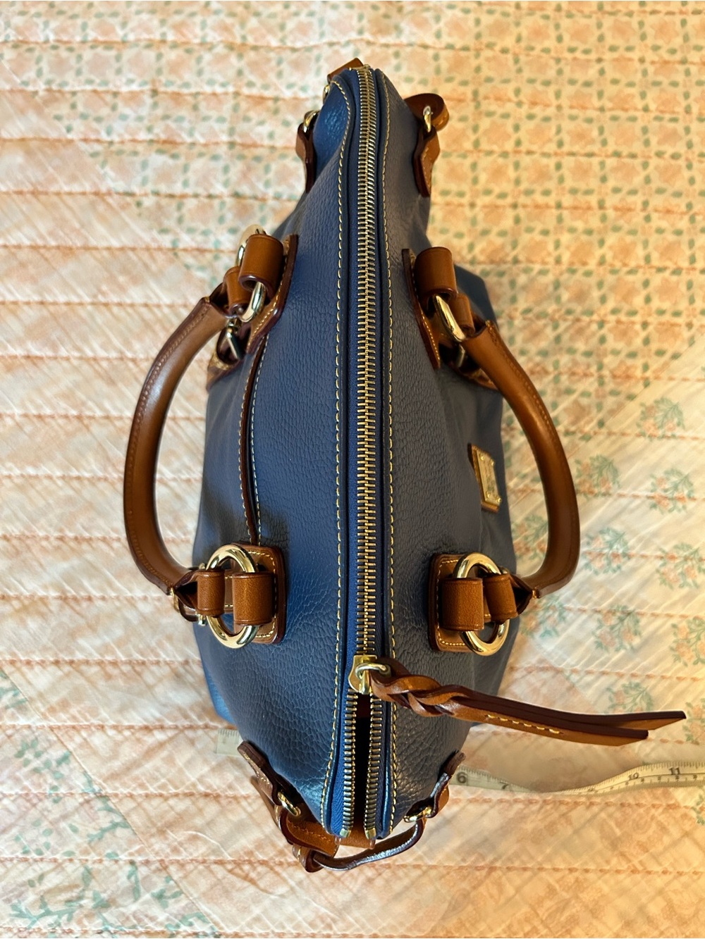 Dooney & Bourke Pebbled Leather Bristol Satchel in midnight blue, EUC! - Picture 9 of 16